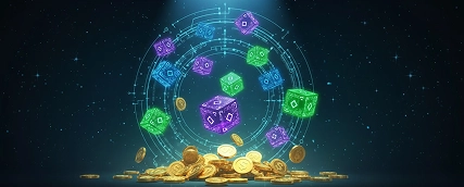 Jeetcity casino dice and coins illustration